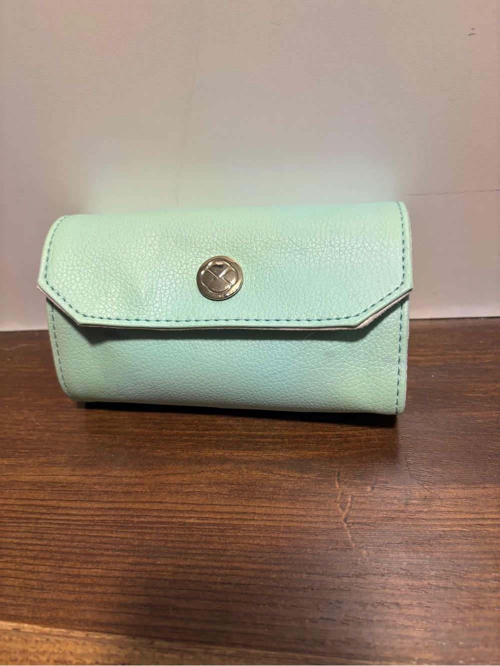 Mint Green Leather Wallet Clutch